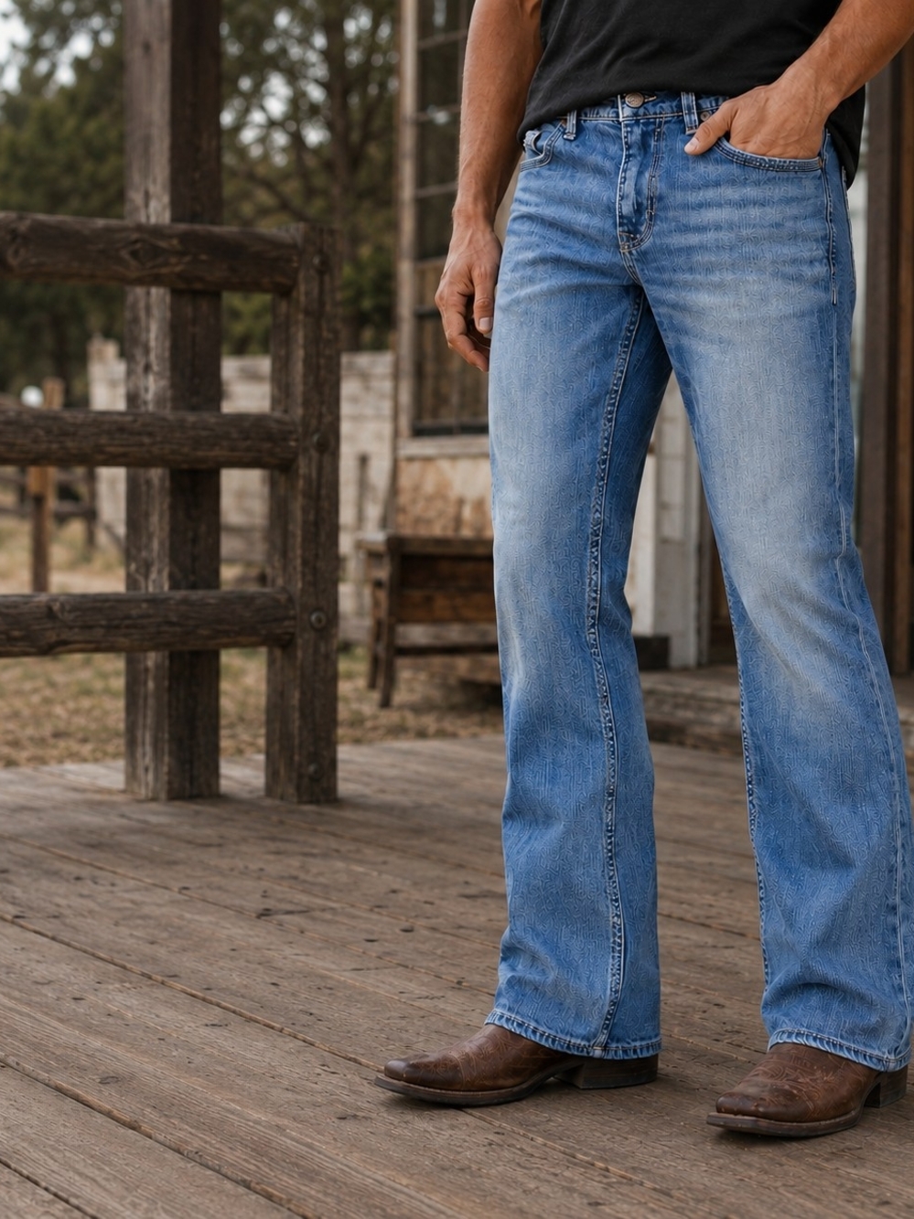 BKE Aiden Bootcut Jeans Men's 32R Light Wash Stretch Denim #1656